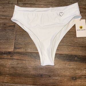 Body Glove Classic White Swim Suit Bottom with Silver Heart at Waist Great Fit